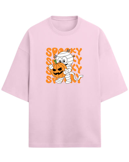 SPOOKY Mummy Oversized T-Shirt | Cute Halloween Cartoon Tee | Premium 260 GSM Cotton