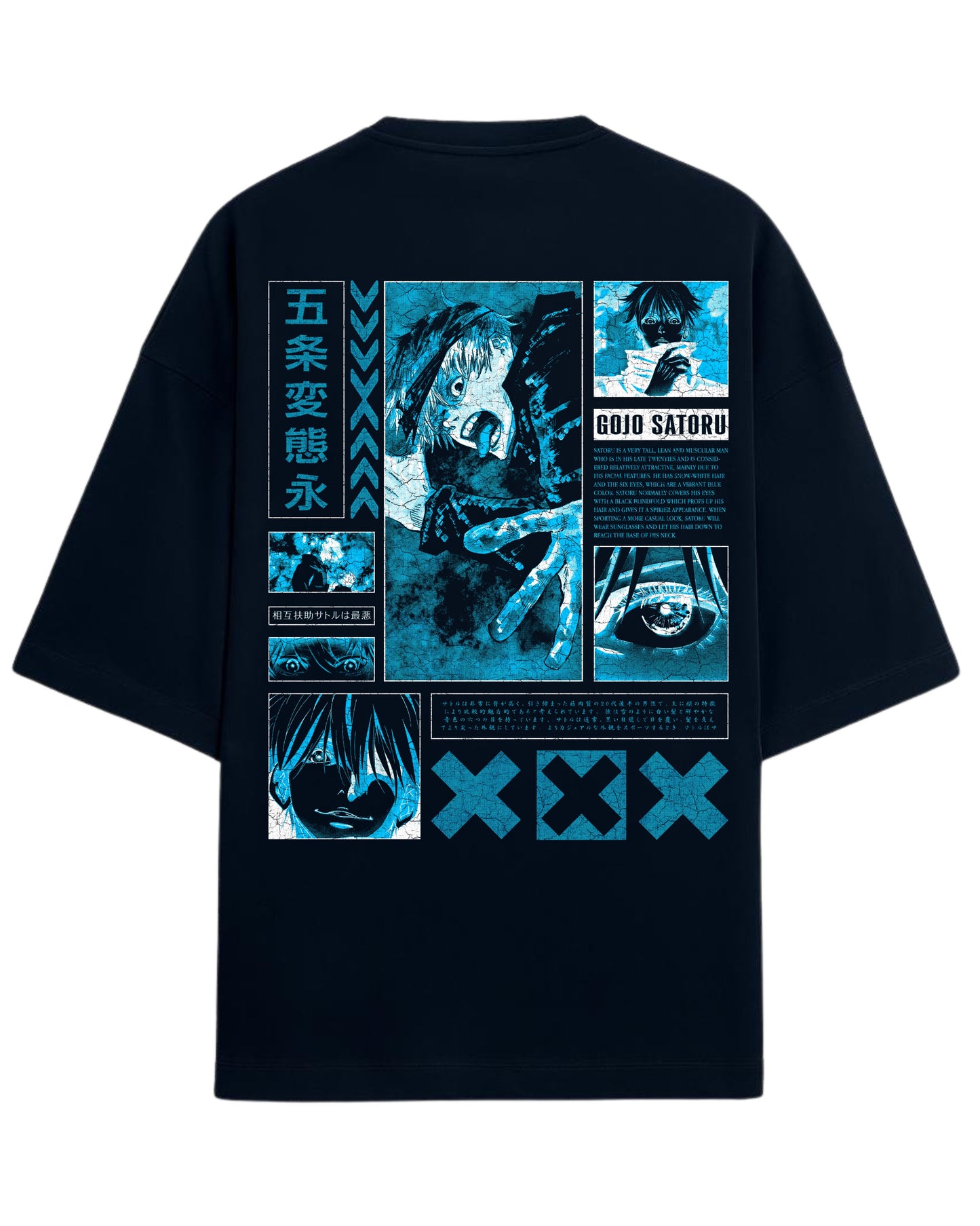 Gojo Satoru “Blue Domain” Oversized T-Shirt | Jujutsu Kaisen Manga Panel Tee | Premium 260 GSM Cotton