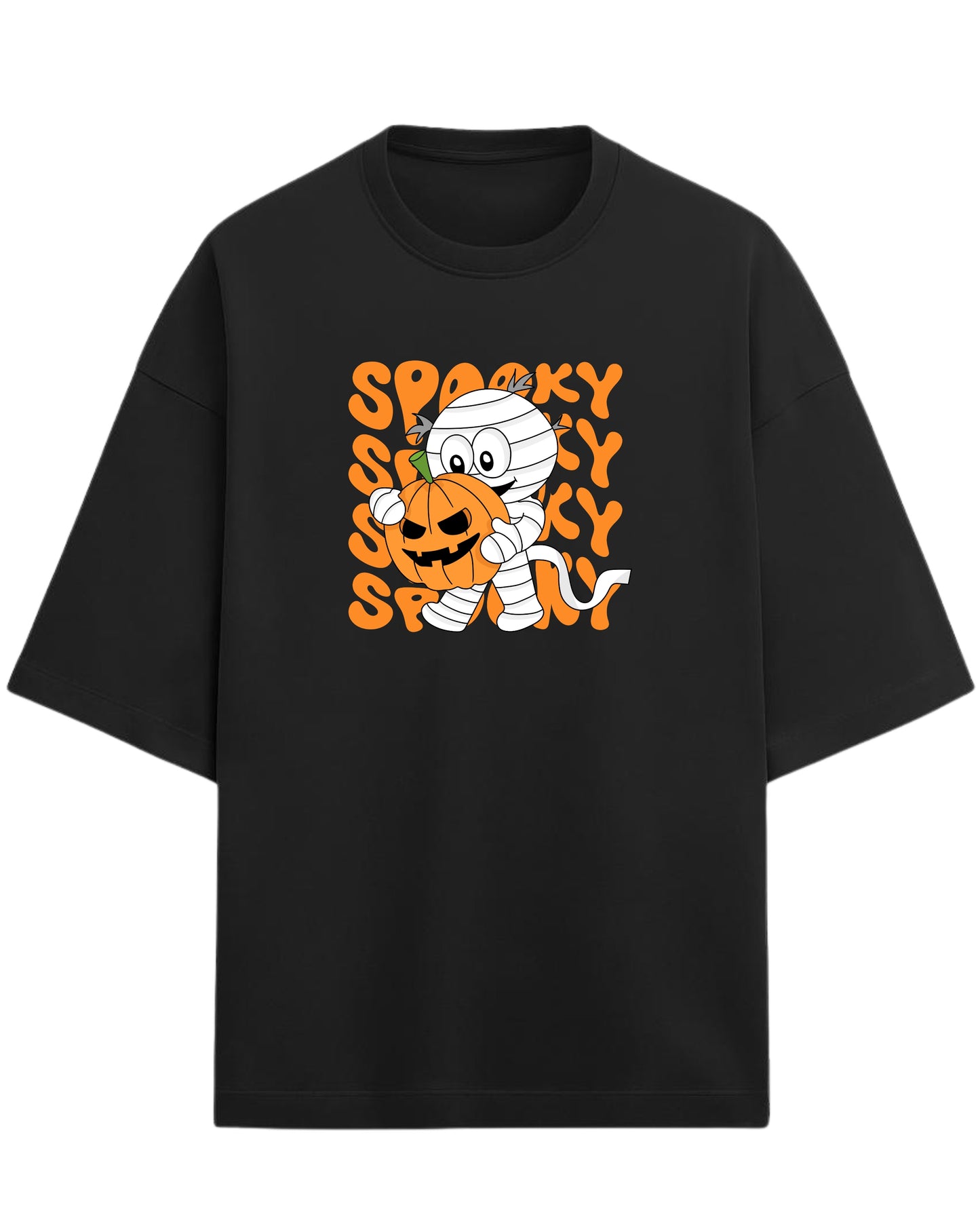 SPOOKY Mummy Oversized T-Shirt | Cute Halloween Cartoon Tee | Premium 260 GSM Cotton