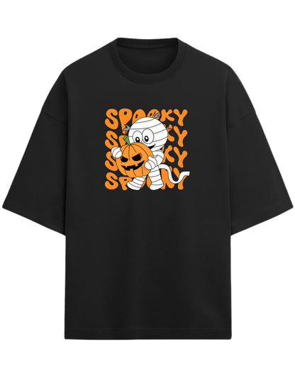 SPOOKY Mummy Oversized T-Shirt | Cute Halloween Cartoon Tee | Premium 260 GSM Cotton