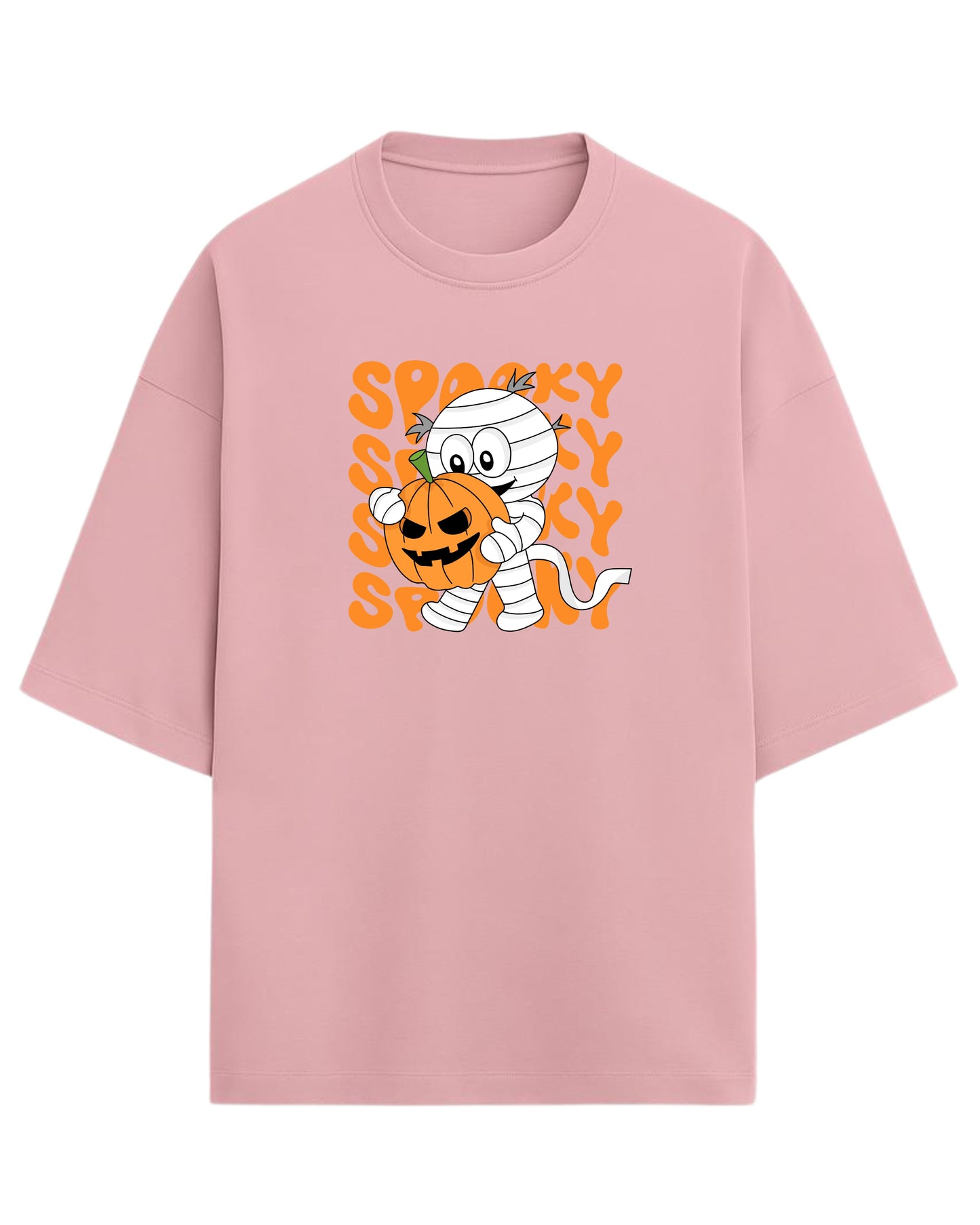 SPOOKY Mummy Oversized T-Shirt | Cute Halloween Cartoon Tee | Premium 260 GSM Cotton