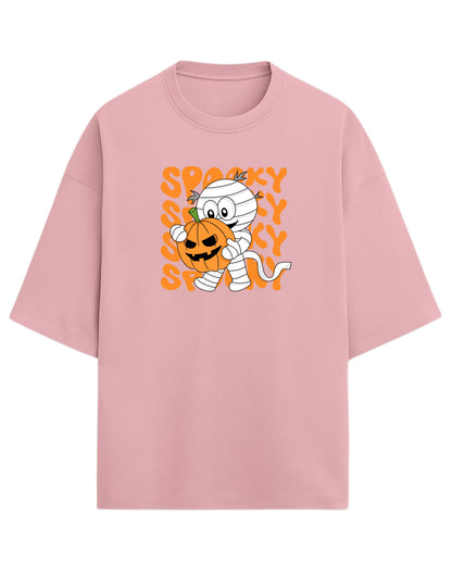 SPOOKY Mummy Oversized T-Shirt | Cute Halloween Cartoon Tee | Premium 260 GSM Cotton