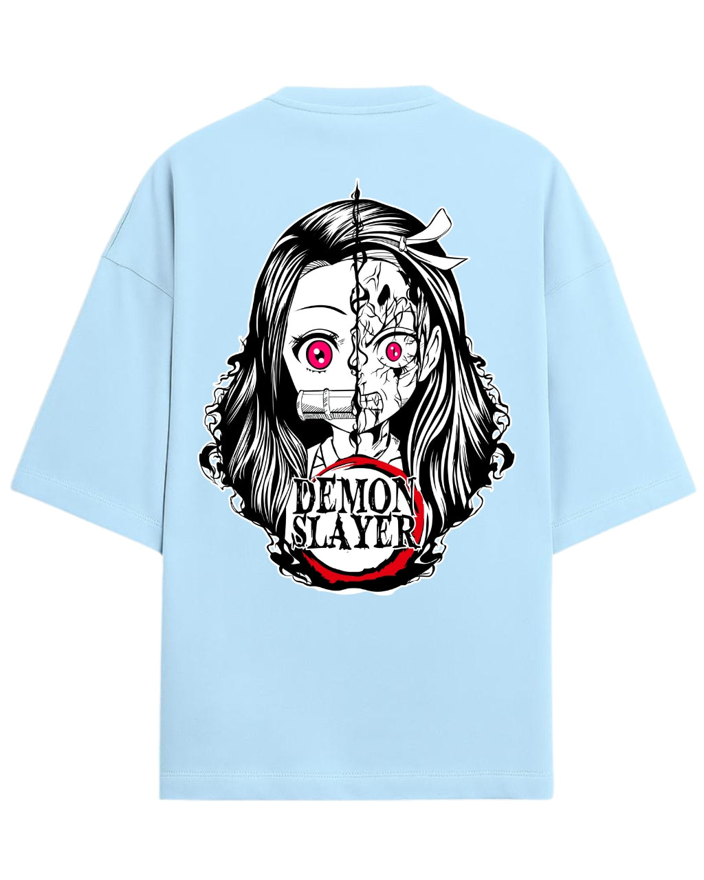 Nezuko Split Form Oversized T-Shirt | Demon Slayer Anime Graphic Tee | Premium 260 GSM Cotton Blend