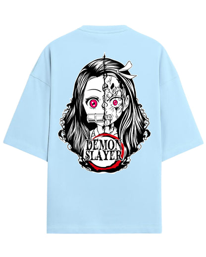 Nezuko Split Form Oversized T-Shirt | Demon Slayer Anime Graphic Tee | Premium 260 GSM Cotton Blend