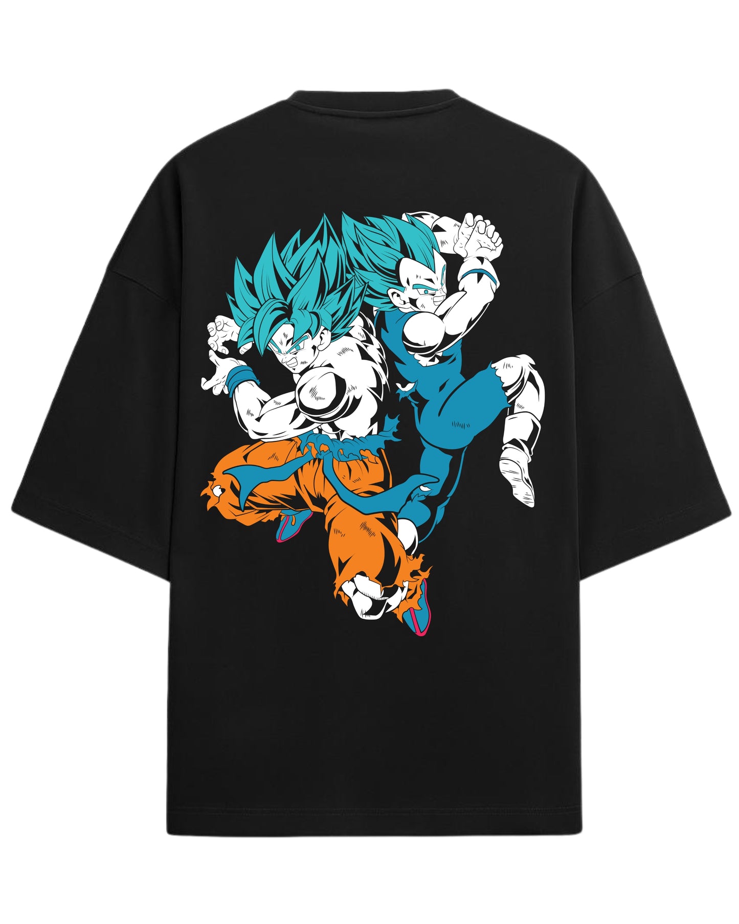Goku & Vegeta Blue Oversized Tees | Dragon Ball Z Graphic Tee | Premium 260 GSM Cotton Blend
