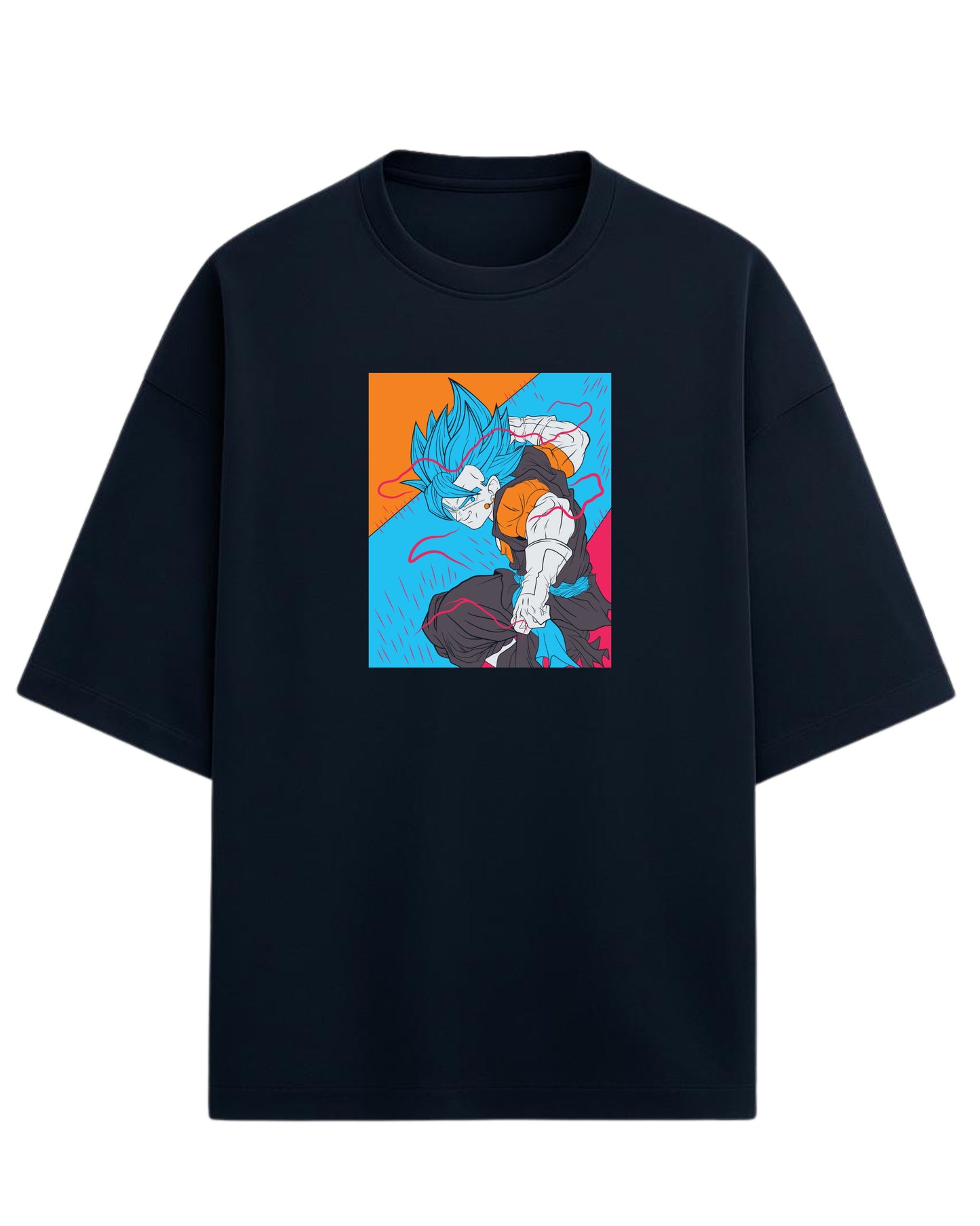 Gogeta Blue Oversized Tees | Dragon Ball Z Graphic Tee | Premium 260 GSM Cotton Blend