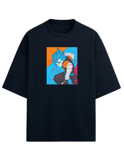 Gogeta Blue Oversized Tees | Dragon Ball Z Graphic Tee | Premium 260 GSM Cotton Blend