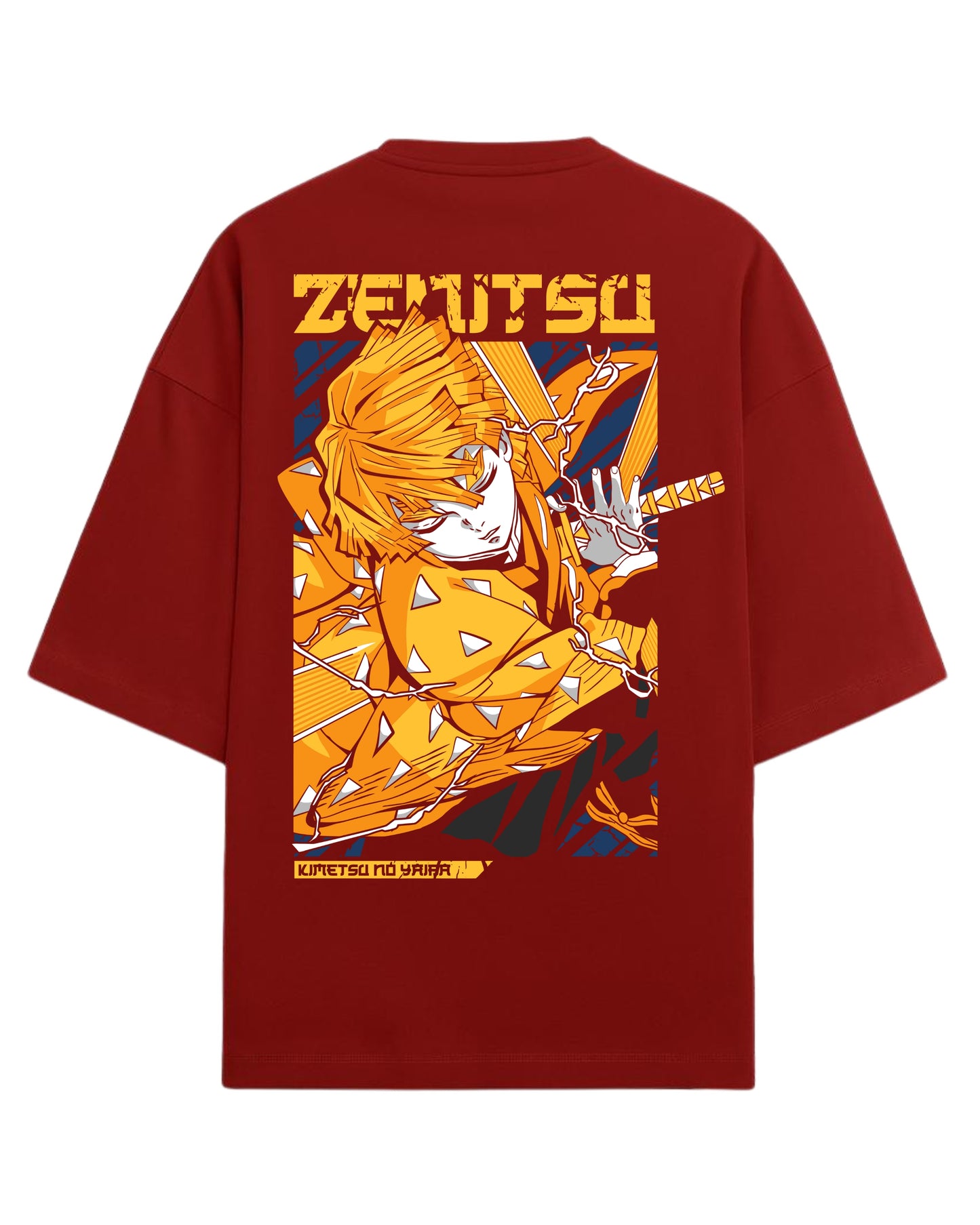 Zenitsu Agatsuma Oversized T-Shirt | Demon Slayer Anime Graphic Tee | Premium 260 GSM Cotton Blend