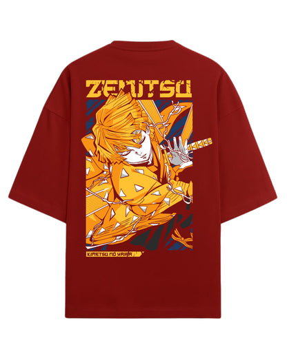 Zenitsu Agatsuma Oversized T-Shirt | Demon Slayer Anime Graphic Tee | Premium 260 GSM Cotton Blend