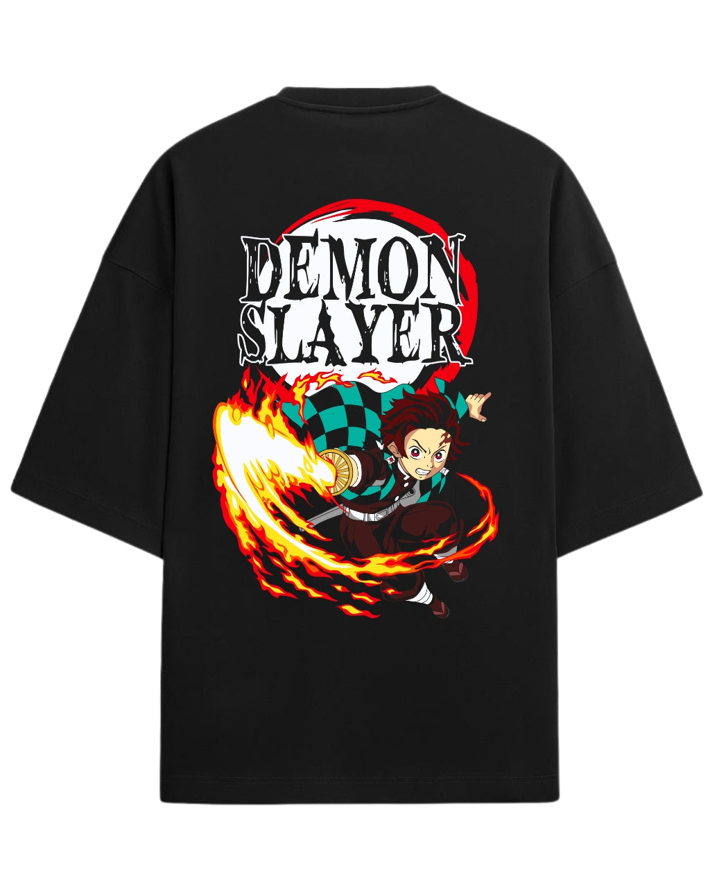 Tanjiro Kamado Hinokami Kagura Oversized T-Shirt | Demon Slayer Flame Breathing Graphic Tee | Premium 260 GSM Cotton