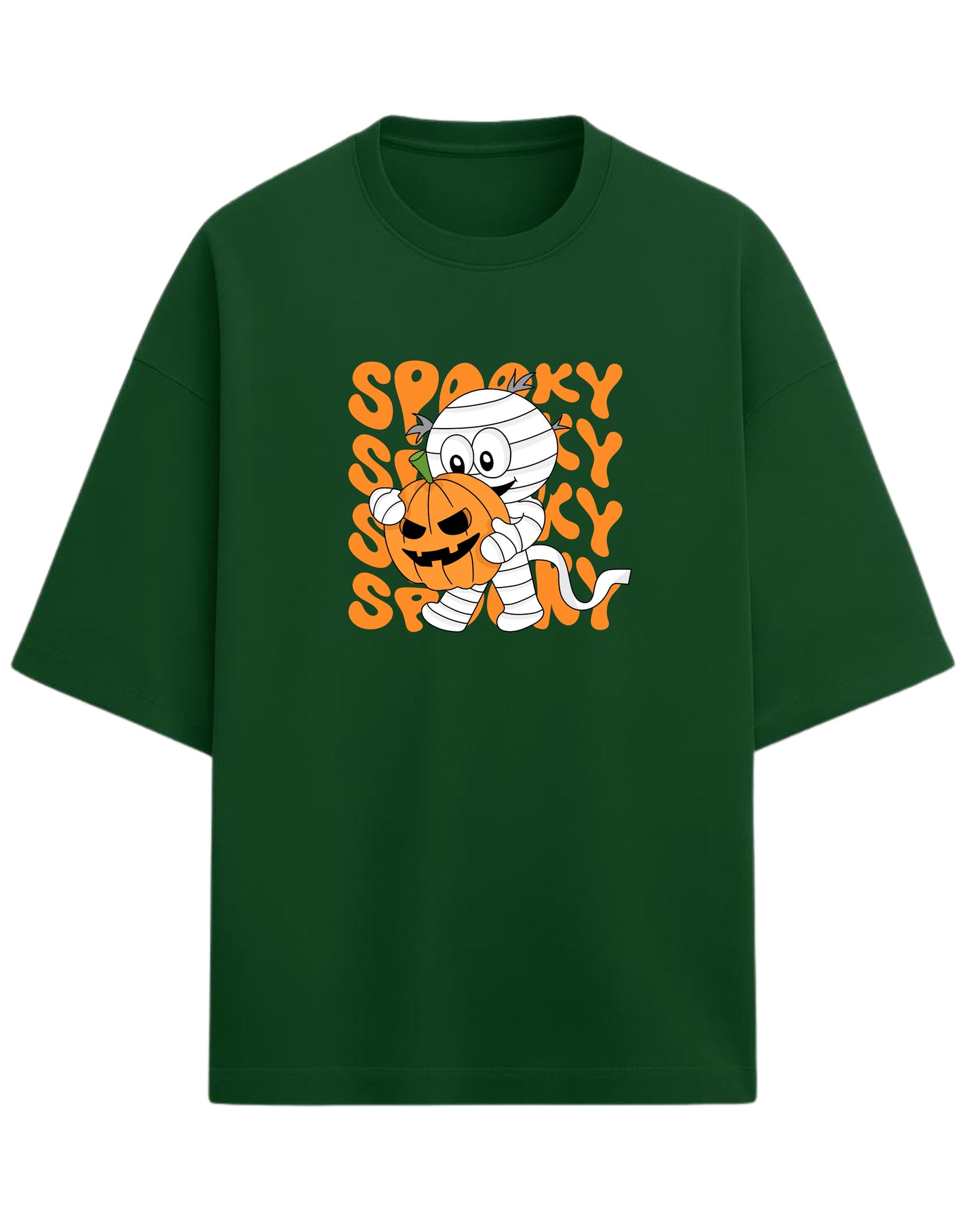 SPOOKY Mummy Oversized T-Shirt | Cute Halloween Cartoon Tee | Premium 260 GSM Cotton