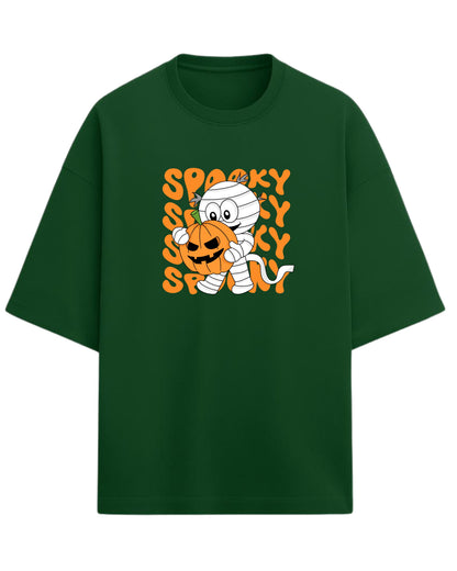 SPOOKY Mummy Oversized T-Shirt | Cute Halloween Cartoon Tee | Premium 260 GSM Cotton