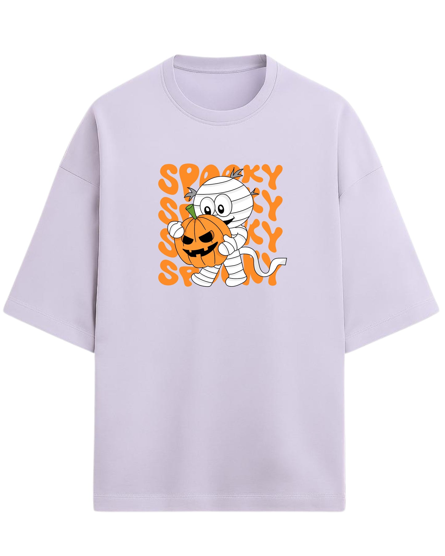 SPOOKY Mummy Oversized T-Shirt | Cute Halloween Cartoon Tee | Premium 260 GSM Cotton