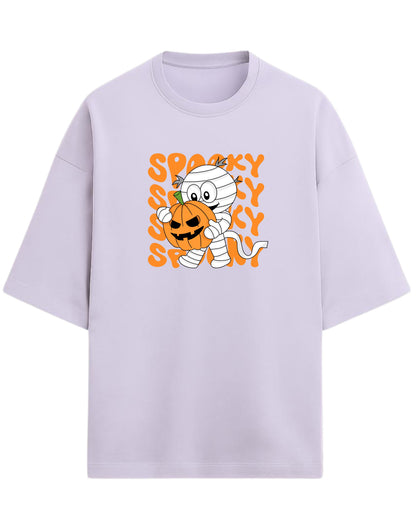 SPOOKY Mummy Oversized T-Shirt | Cute Halloween Cartoon Tee | Premium 260 GSM Cotton