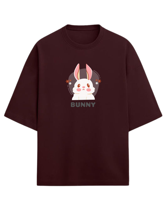 Cute Bunny Oversized T-Shirt | Soft Pastel Cartoon Graphic Tee | Premium 260 GSM Cotton
