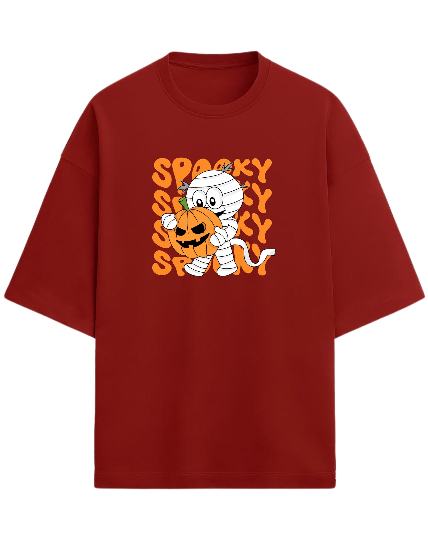 SPOOKY Mummy Oversized T-Shirt | Cute Halloween Cartoon Tee | Premium 260 GSM Cotton