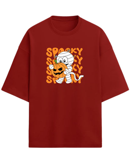 SPOOKY Mummy Oversized T-Shirt | Cute Halloween Cartoon Tee | Premium 260 GSM Cotton