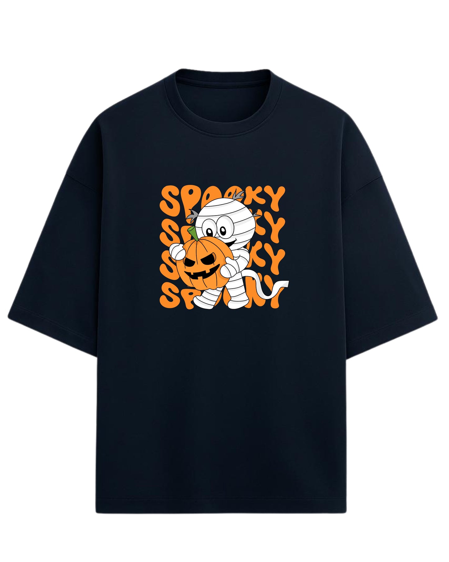 SPOOKY Mummy Oversized T-Shirt | Cute Halloween Cartoon Tee | Premium 260 GSM Cotton