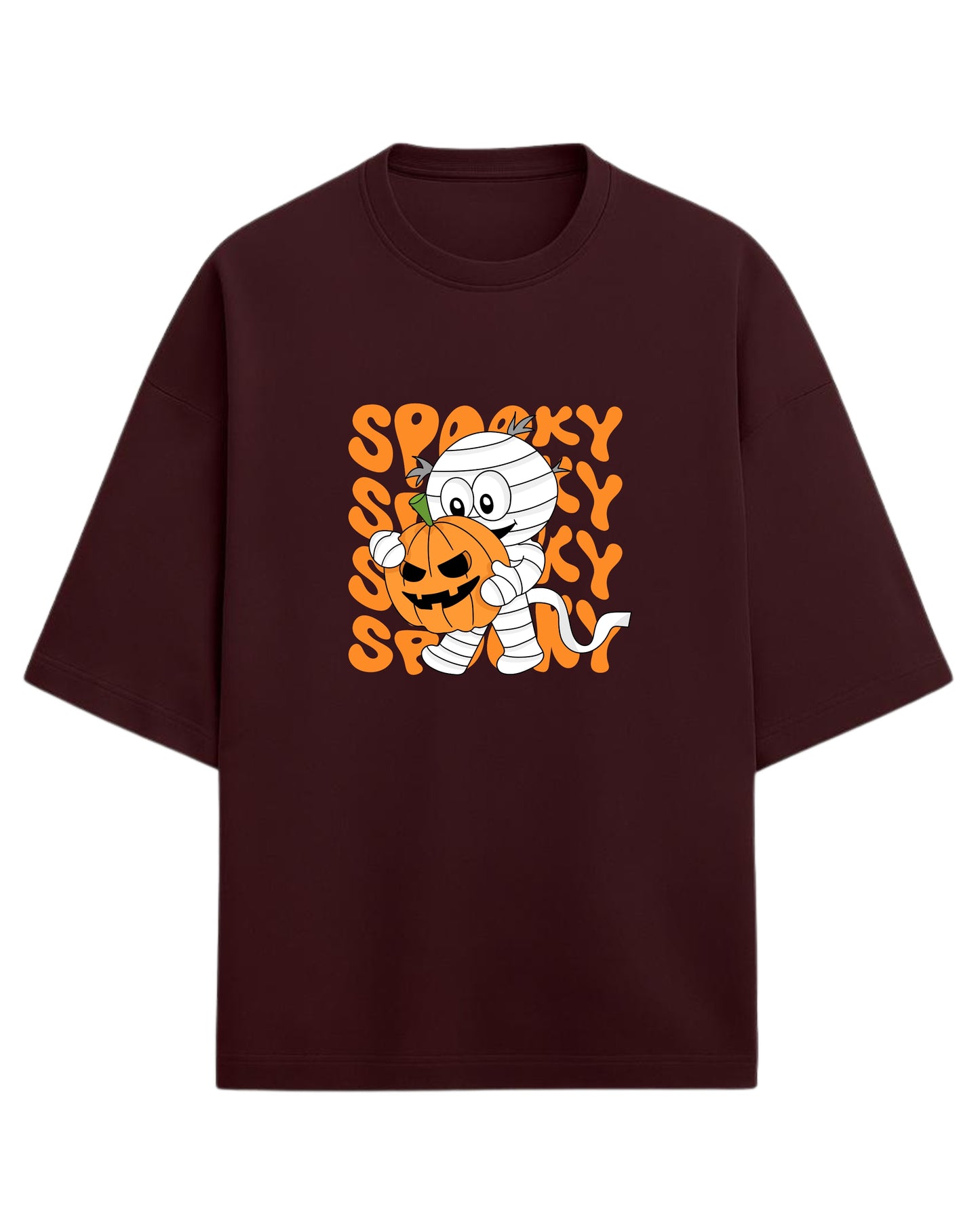 SPOOKY Mummy Oversized T-Shirt | Cute Halloween Cartoon Tee | Premium 260 GSM Cotton