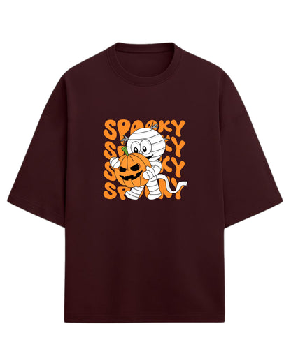 SPOOKY Mummy Oversized T-Shirt | Cute Halloween Cartoon Tee | Premium 260 GSM Cotton