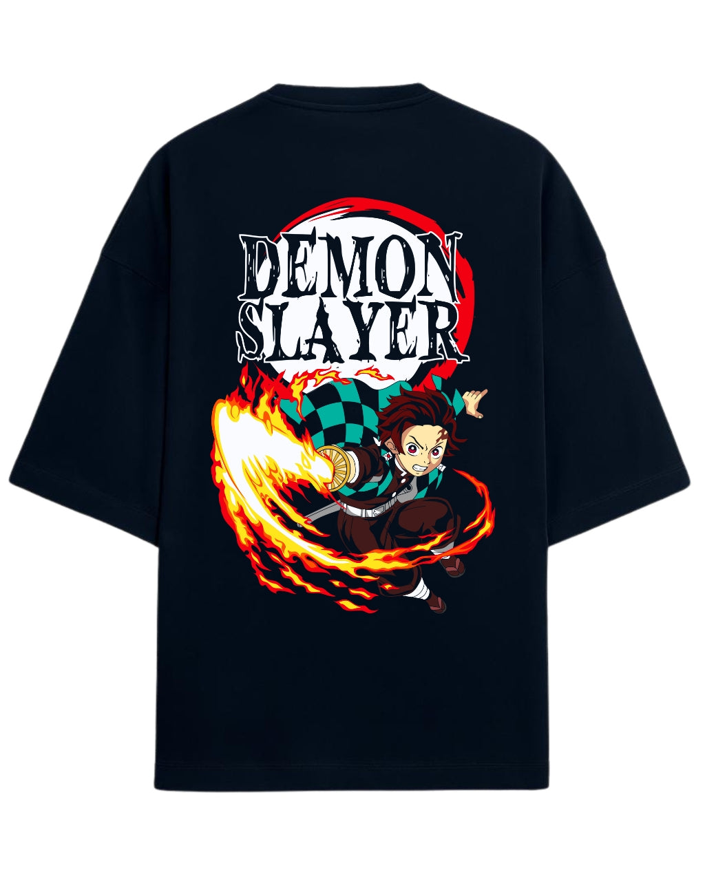 Tanjiro Kamado Hinokami Kagura Oversized T-Shirt | Demon Slayer Flame Breathing Graphic Tee | Premium 260 GSM Cotton