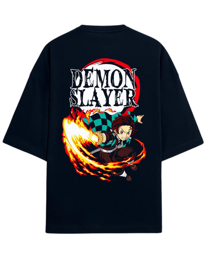 Tanjiro Kamado Hinokami Kagura Oversized T-Shirt | Demon Slayer Flame Breathing Graphic Tee | Premium 260 GSM Cotton