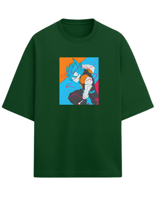 Gogeta Blue Oversized Tees | Dragon Ball Z Graphic Tee | Premium 260 GSM Cotton Blend
