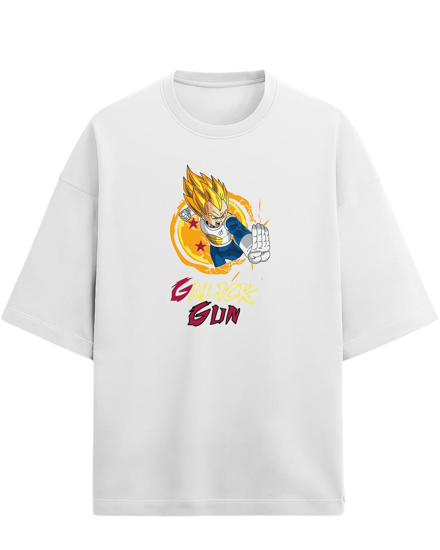 Vegeta Galick Gun Oversized Tees | Dragon Ball Z Graphic Tee | Premium 260 GSM Cotton Blend