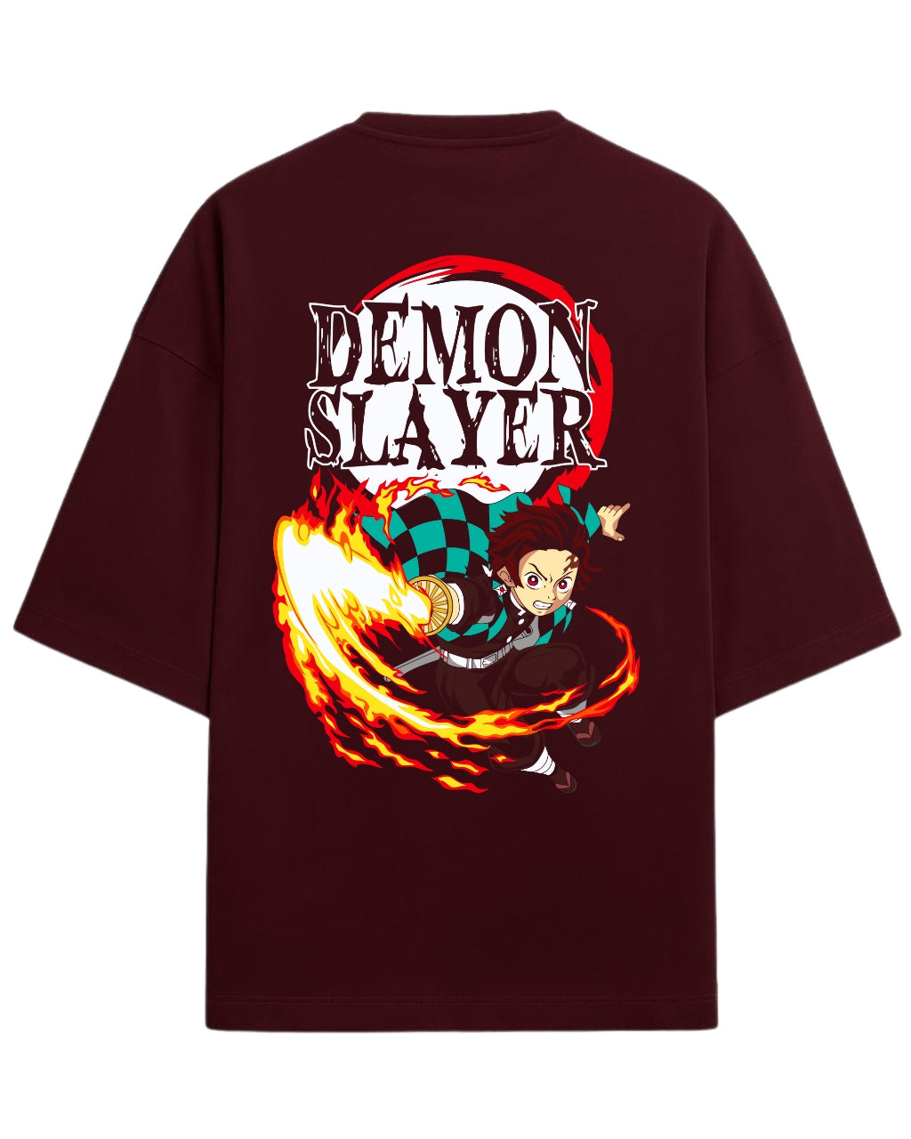 Tanjiro Kamado Hinokami Kagura Oversized T-Shirt | Demon Slayer Flame Breathing Graphic Tee | Premium 260 GSM Cotton
