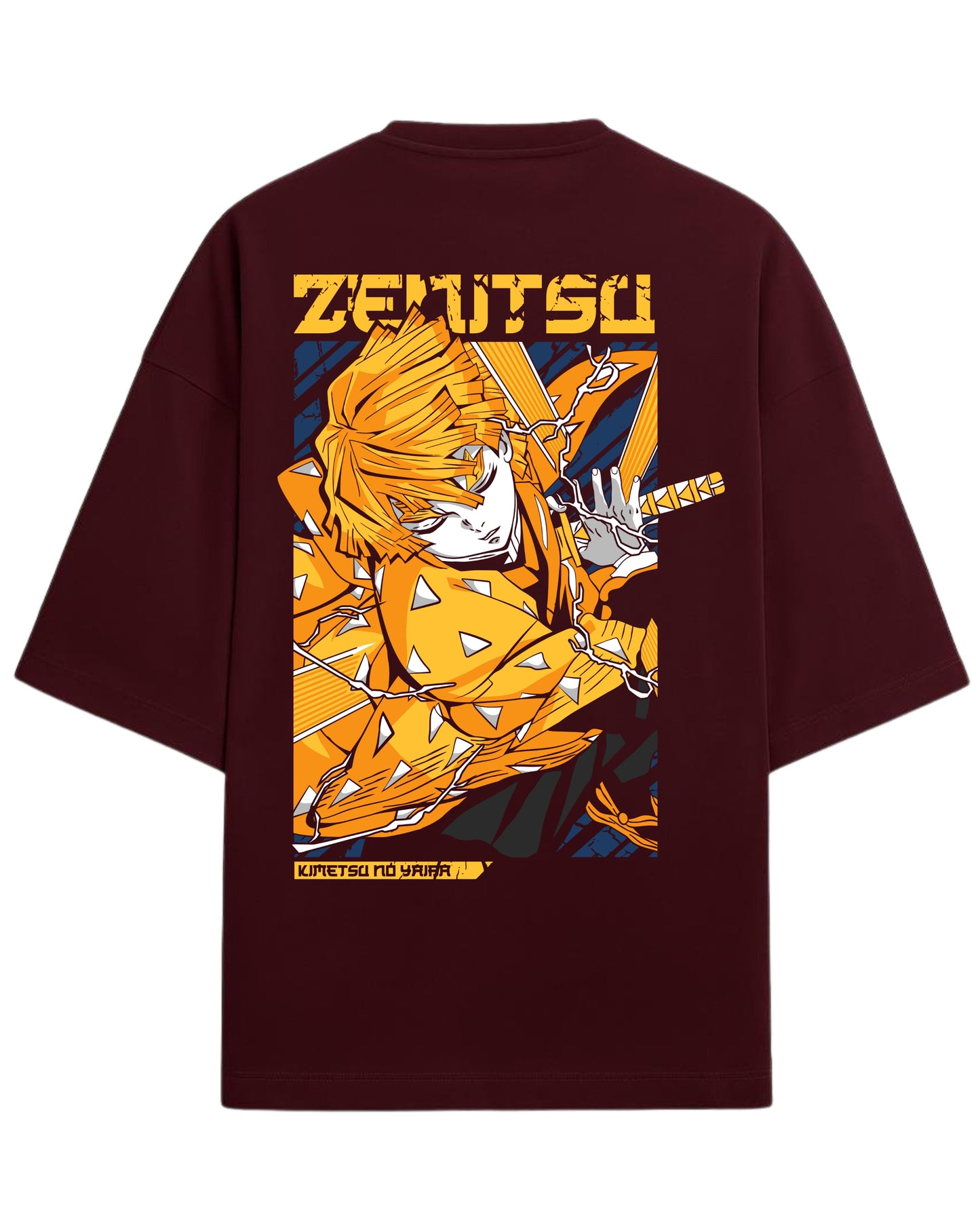 Zenitsu Agatsuma Oversized T-Shirt | Demon Slayer Anime Graphic Tee | Premium 260 GSM Cotton Blend