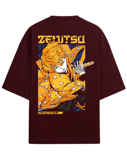 Zenitsu Agatsuma Oversized T-Shirt | Demon Slayer Anime Graphic Tee | Premium 260 GSM Cotton Blend