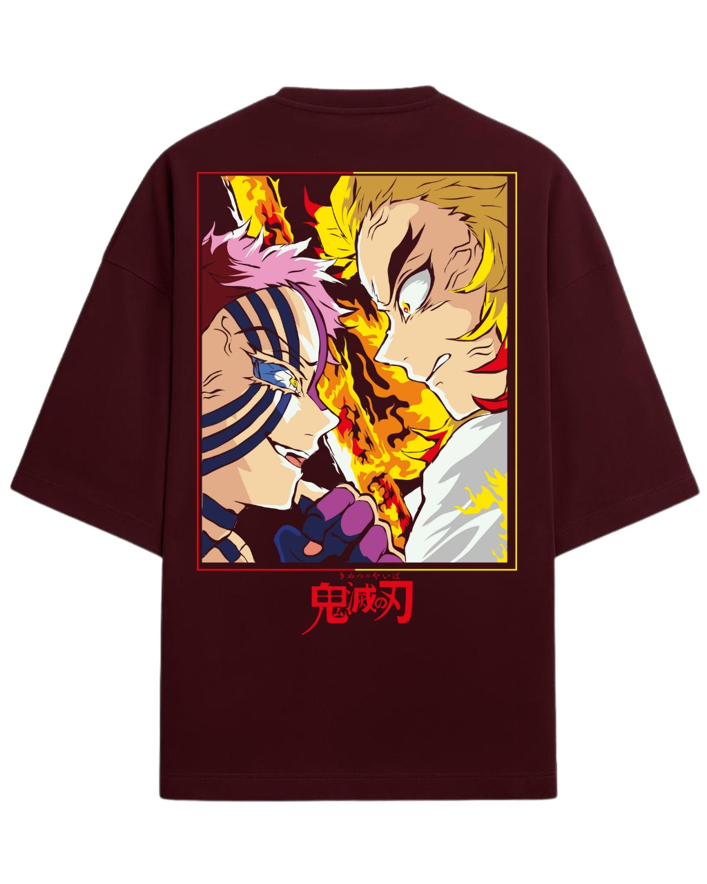 Akaza vs Rengoku Oversized T-Shirt | Demon Slayer Mugen Train Anime Tee | Premium 260 GSM Cotton