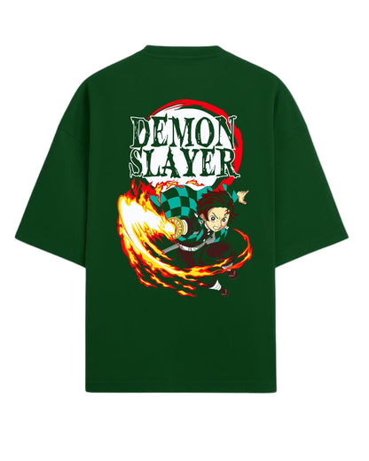 Tanjiro Kamado Hinokami Kagura Oversized T-Shirt | Demon Slayer Flame Breathing Graphic Tee | Premium 260 GSM Cotton