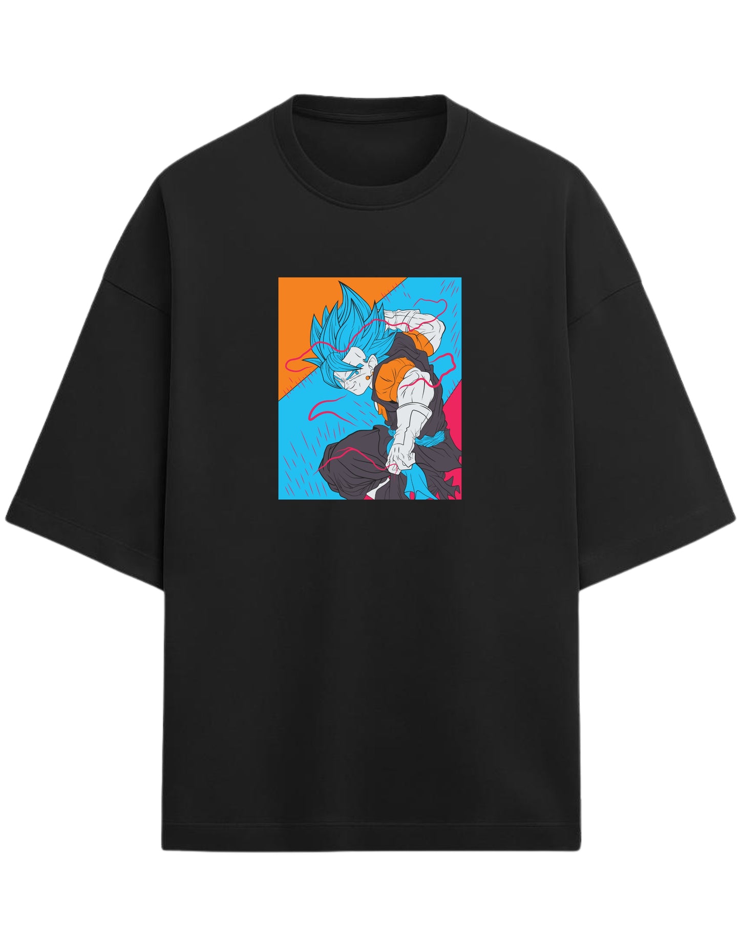 Gogeta Blue Oversized Tees | Dragon Ball Z Graphic Tee | Premium 260 GSM Cotton Blend