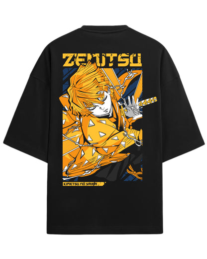 Zenitsu Agatsuma Oversized T-Shirt | Demon Slayer Anime Graphic Tee | Premium 260 GSM Cotton Blend