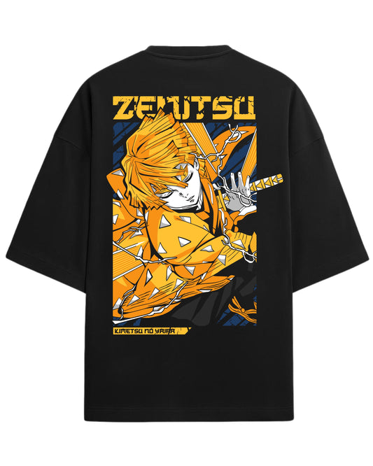 Zenitsu Agatsuma Oversized T-Shirt | Demon Slayer Anime Graphic Tee | Premium 260 GSM Cotton Blend