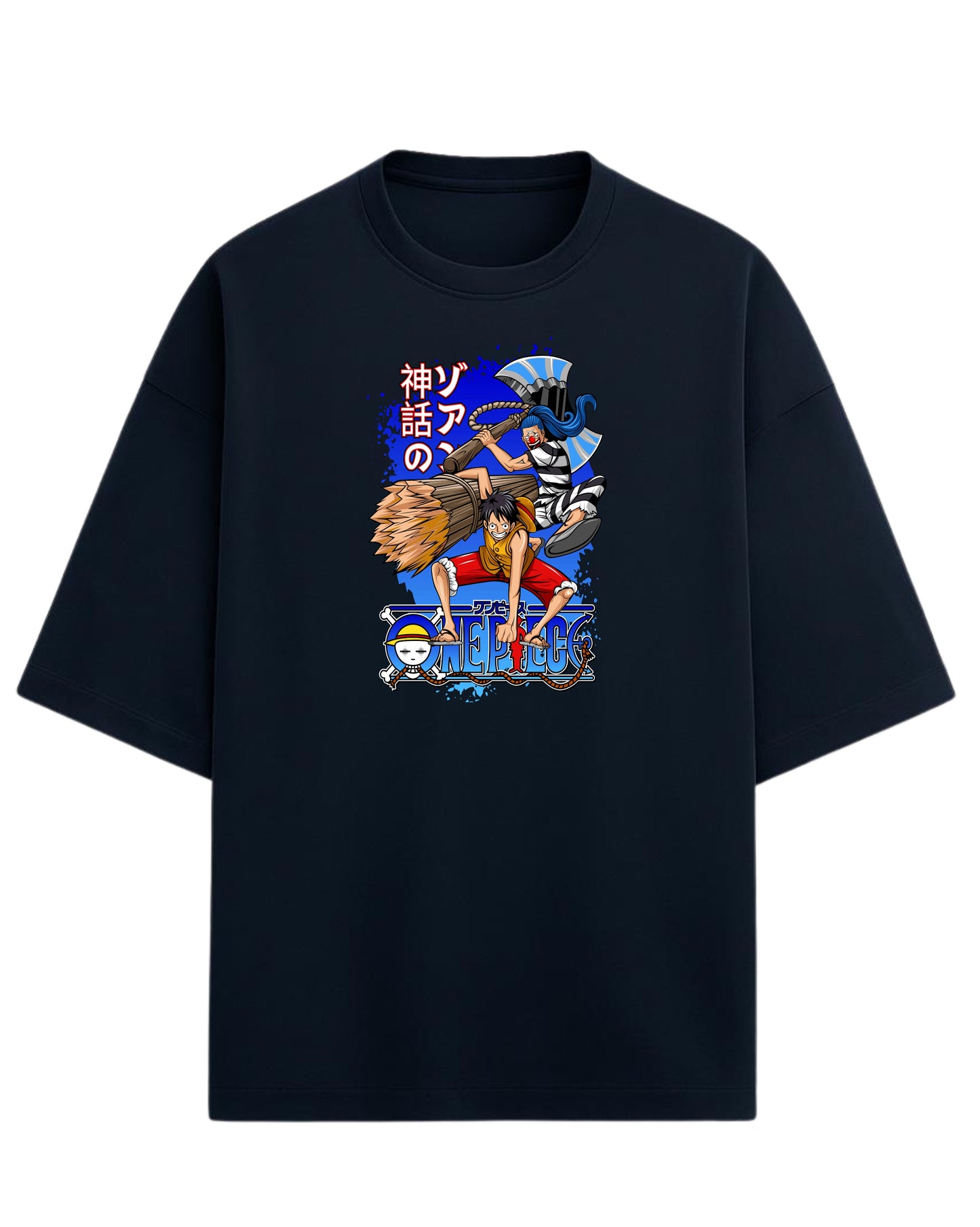 One Piece Luffy & Buggy Oversized Graphic Tees | One Piece Graphic Tees | Premium 260 GSM Cotton Blend