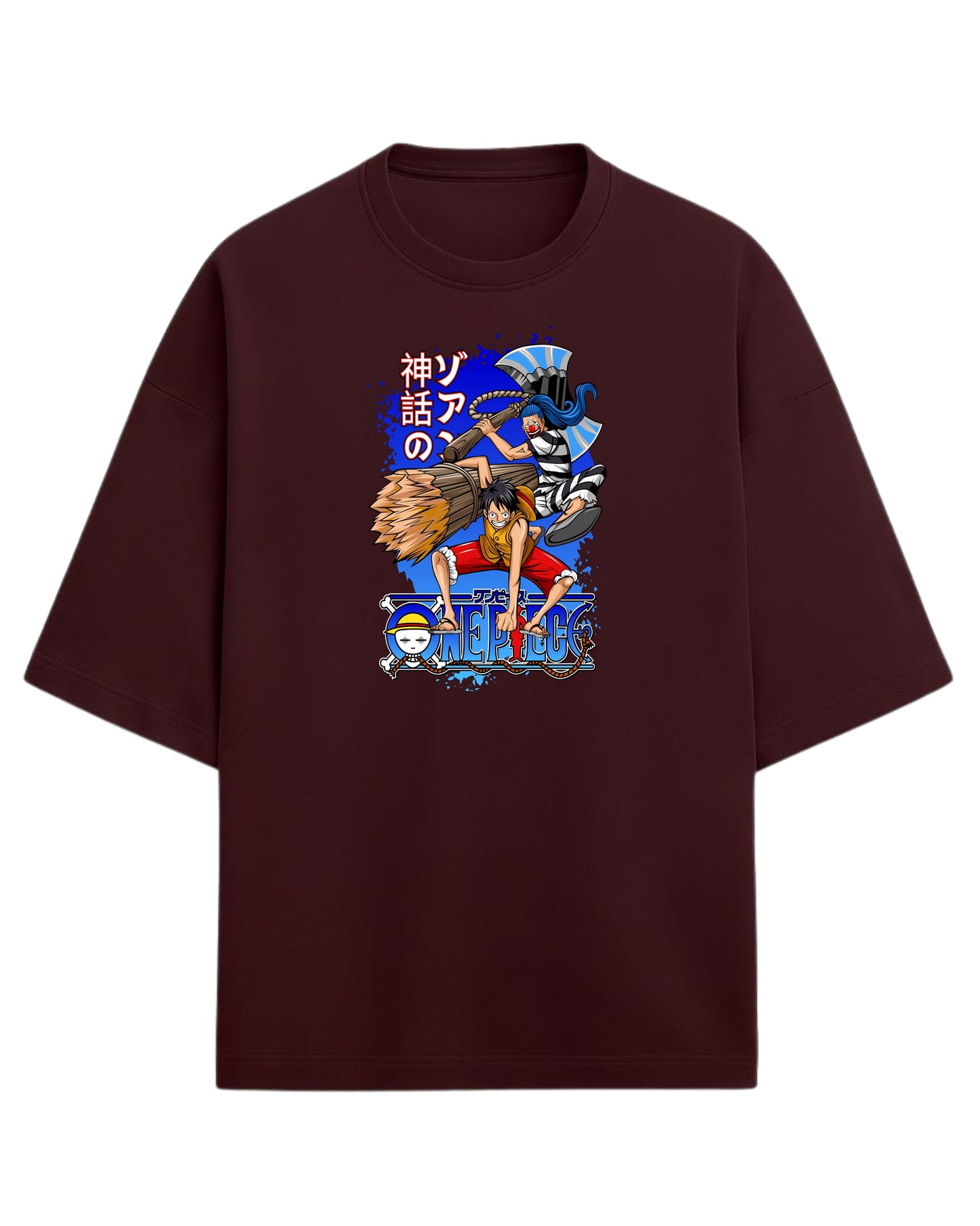 One Piece Luffy & Buggy Oversized Graphic Tees | One Piece Graphic Tees | Premium 260 GSM Cotton Blend