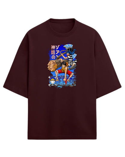 One Piece Luffy & Buggy Oversized Graphic Tees | One Piece Graphic Tees | Premium 260 GSM Cotton Blend
