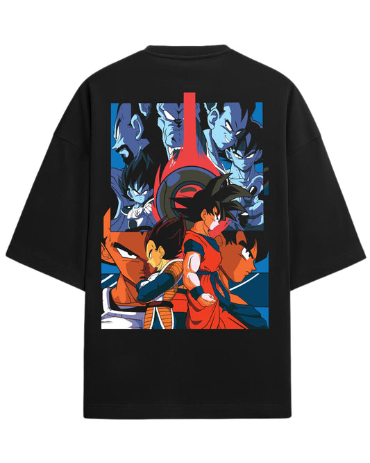 Goku & Vegeta Oversized Tees | Dragon Ball Z Graphic Tee | Premium 260 GSM Cotton Blend
