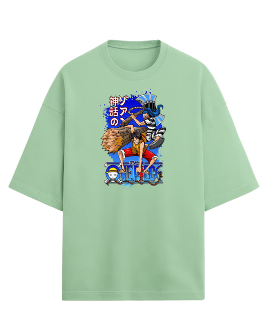 One Piece Luffy & Buggy Oversized Graphic Tees | One Piece Graphic Tees | Premium 260 GSM Cotton Blend