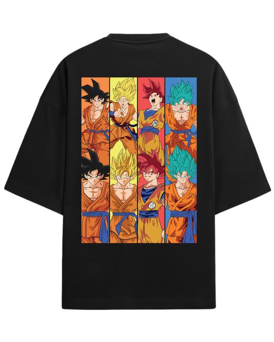 Goku Evolution Oversized Tees | Dragon Ball Z Graphic Tee | Premium 260 GSM Cotton Blend