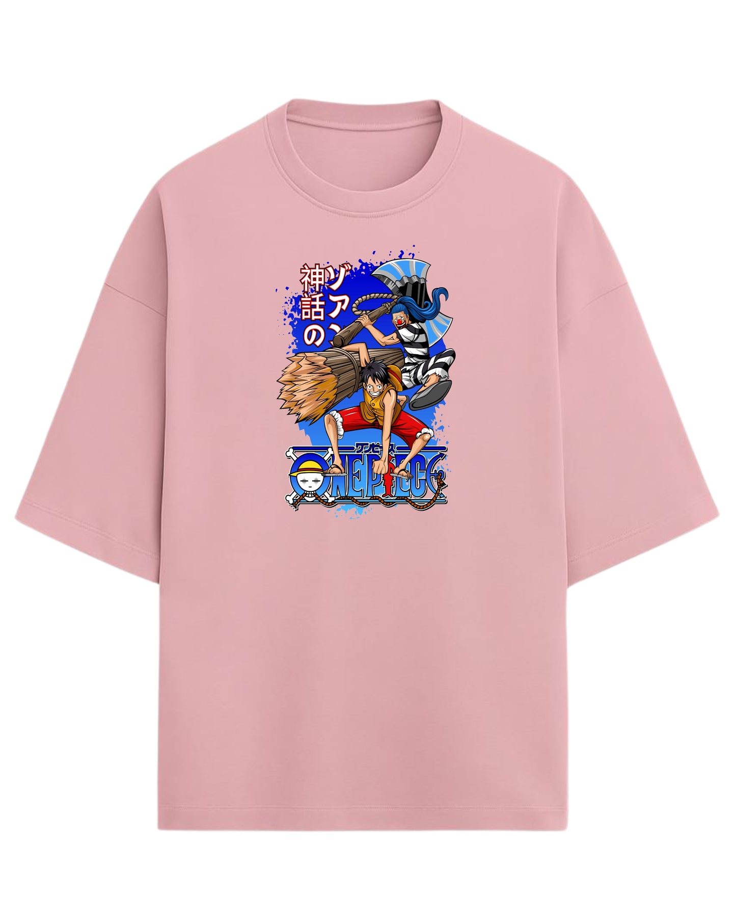 One Piece Luffy & Buggy Oversized Graphic Tees | One Piece Graphic Tees | Premium 260 GSM Cotton Blend