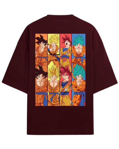 Goku Evolution Oversized Tees | Dragon Ball Z Graphic Tee | Premium 260 GSM Cotton Blend