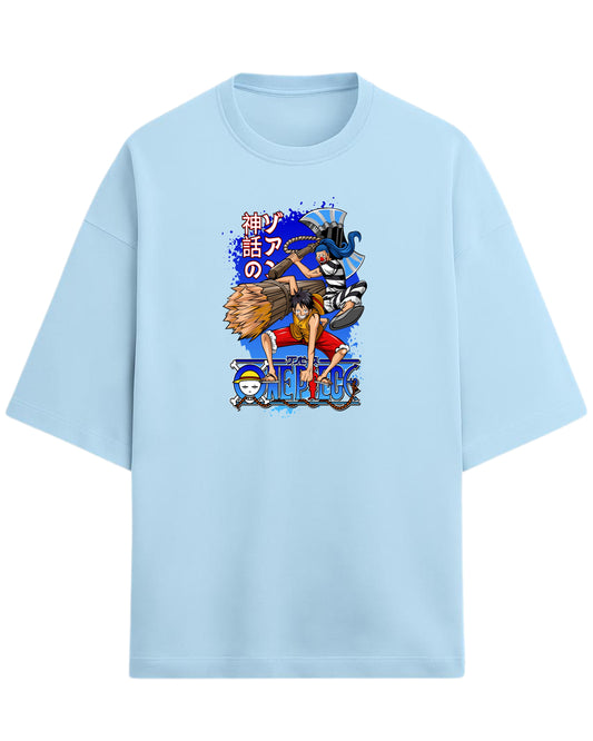 One Piece Luffy & Buggy Oversized Graphic Tees | One Piece Graphic Tees | Premium 260 GSM Cotton Blend