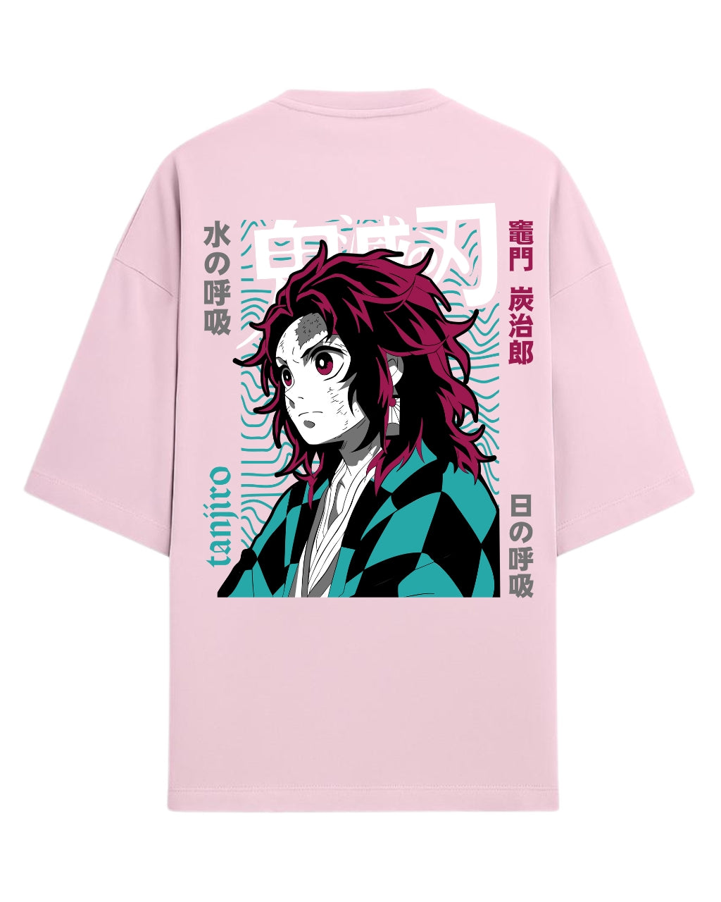 Tanjiro Kamado Water & Sun Breathing Oversized T-Shirt | Demon Slayer Graphic Tee | Premium 260 GSM Cotton