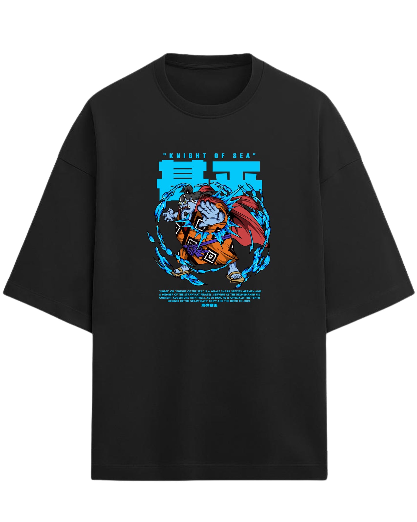 Jinbe “Knight of the Sea” Oversized T-Shirt | One Piece Graphic Tee | Premium 260 GSM Cotton