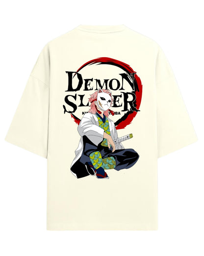 Sabito Fox Mask Oversized T-Shirt | Demon Slayer Anime Graphic Tee | Premium 260 GSM Cotton