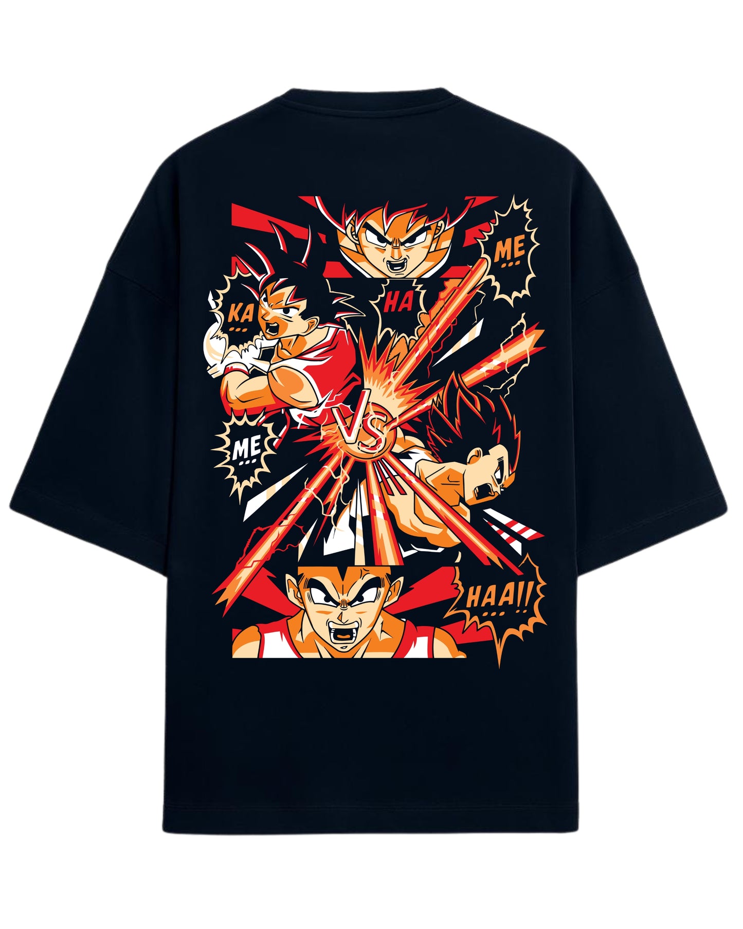 Goku vs Vegeta Oversized T-Shirt | Dragon Ball Z Anime Battle Graphic Tee | Premium 260 GSM Cotton Blend