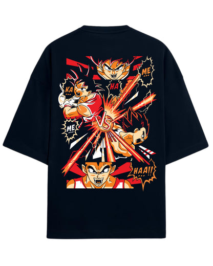 Goku vs Vegeta Oversized T-Shirt | Dragon Ball Z Anime Battle Graphic Tee | Premium 260 GSM Cotton Blend
